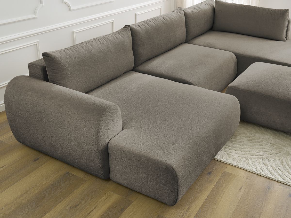 Bobochic Lucien Wohnlandschaft mit Pouf Stoff Taupe Ecke links