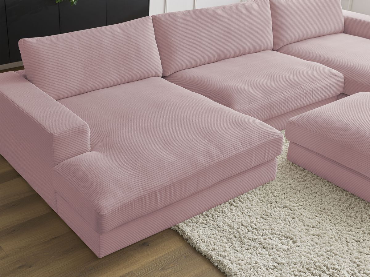Bobochic Leonard Wohnlandschaft mit Pouf 404 × 159 cm Cordsamt Violett