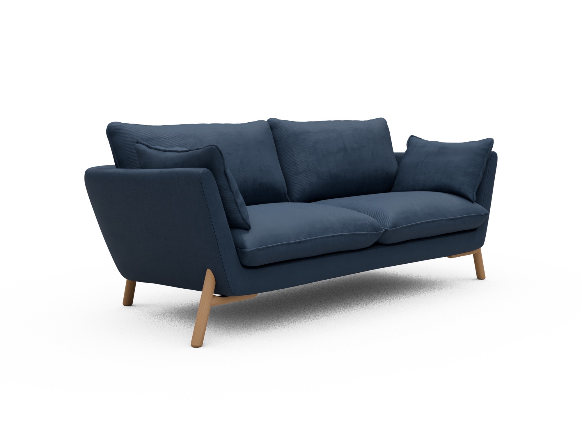 Skandi Home Sofa Emil 2-Sitzer Beinfarbe Eiche Natur Cordufine-Royal-Blue moebelfaktor