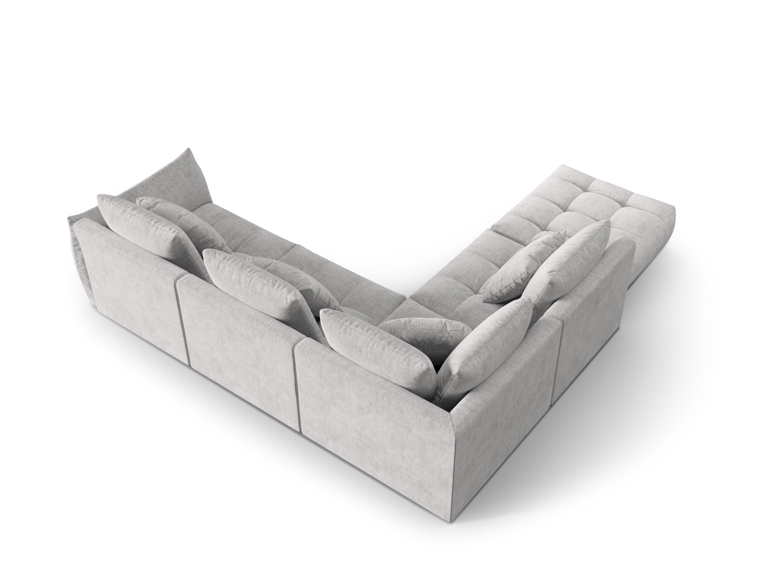Micadoni Ecksofa Bloom 5-Sitzer Links Strukturierter Stoff Silber