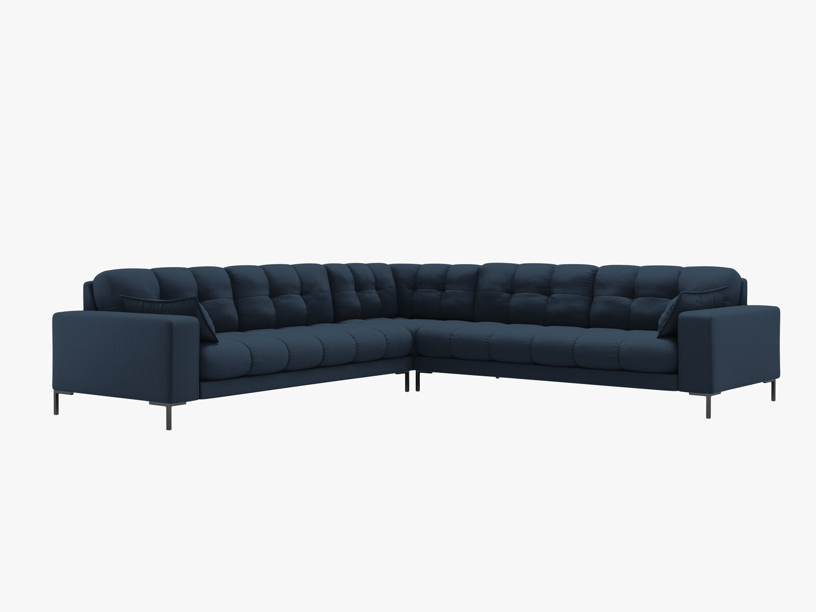 Micadoni Symmetrisches Ecksofa Mamaia 6-Sitzer Strukturierter Stoff Neve Blau schwarze Beine