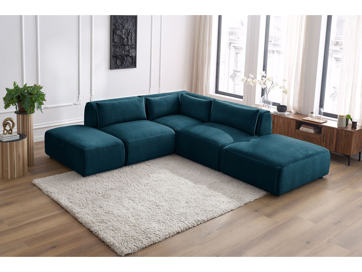 Bobochic Jeanne Ecksofa 271 × 300 cm Samt Dunkelblau