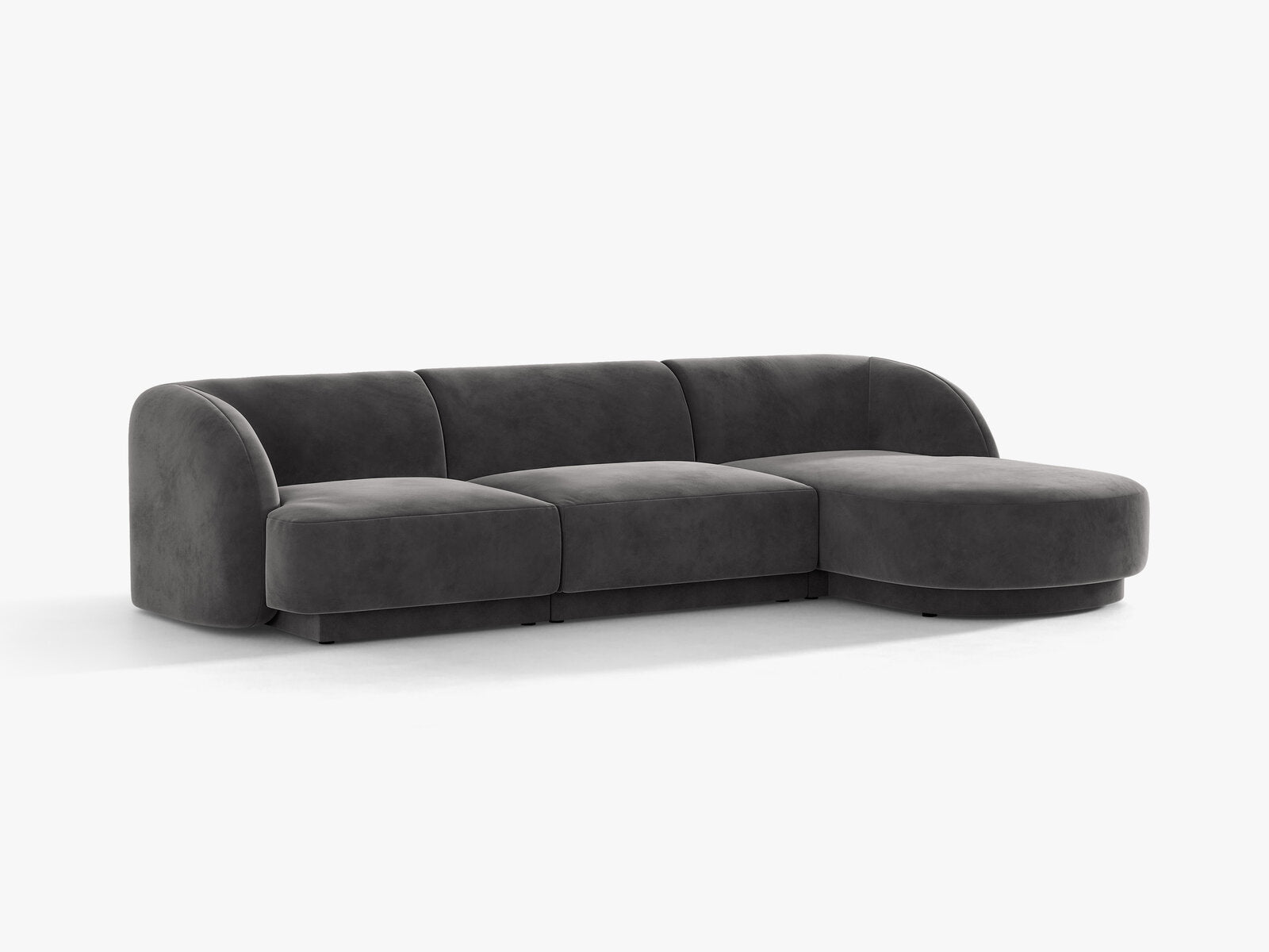 Micadoni Ecksofa Miley 4-Sitzer Rechts Samt Bluvel Grau