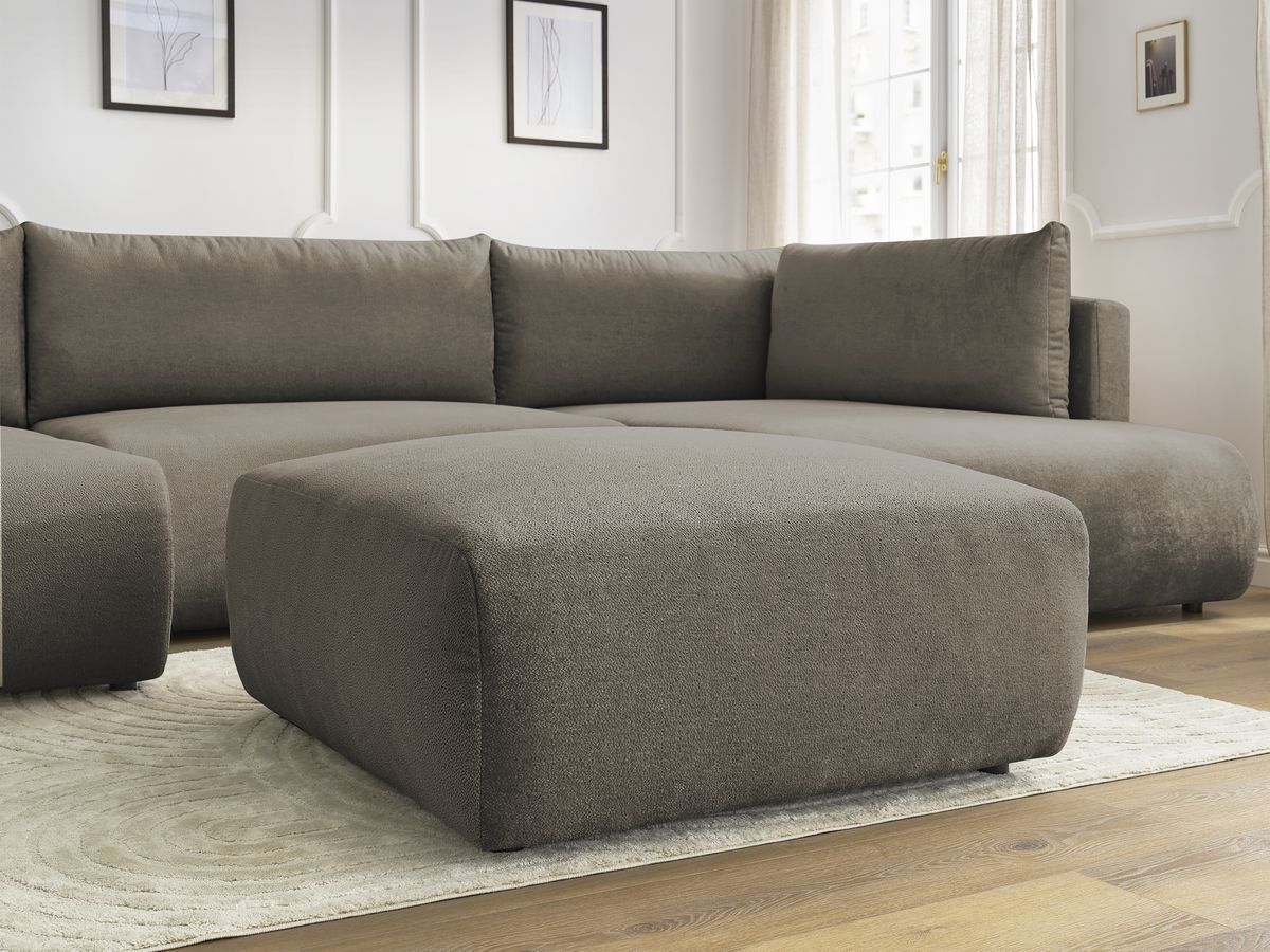 Bobochic Lucien Wohnlandschaft mit Pouf Stoff Taupe Ecke links