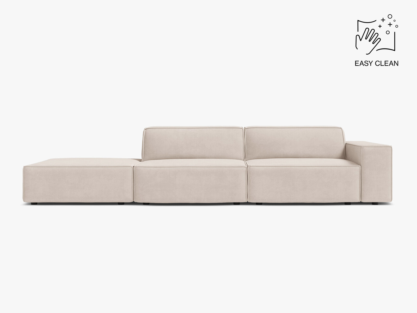 Micadoni Sofa Jodie 3-Sitzer Links Samt Venus Helles Beige