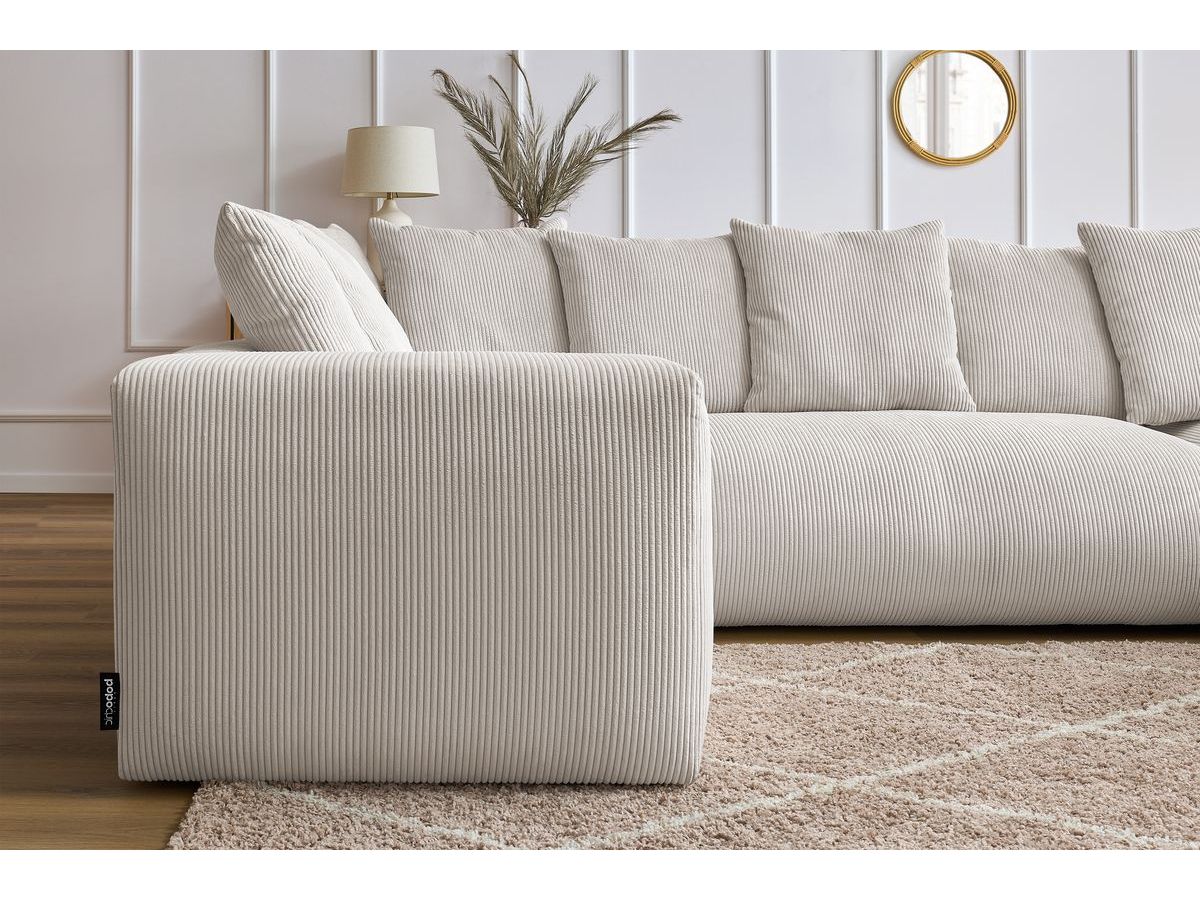 Bobochic Voltaire Wohnlandschaft 356 × 214 cm Cordsamt Beige Ecke rechts