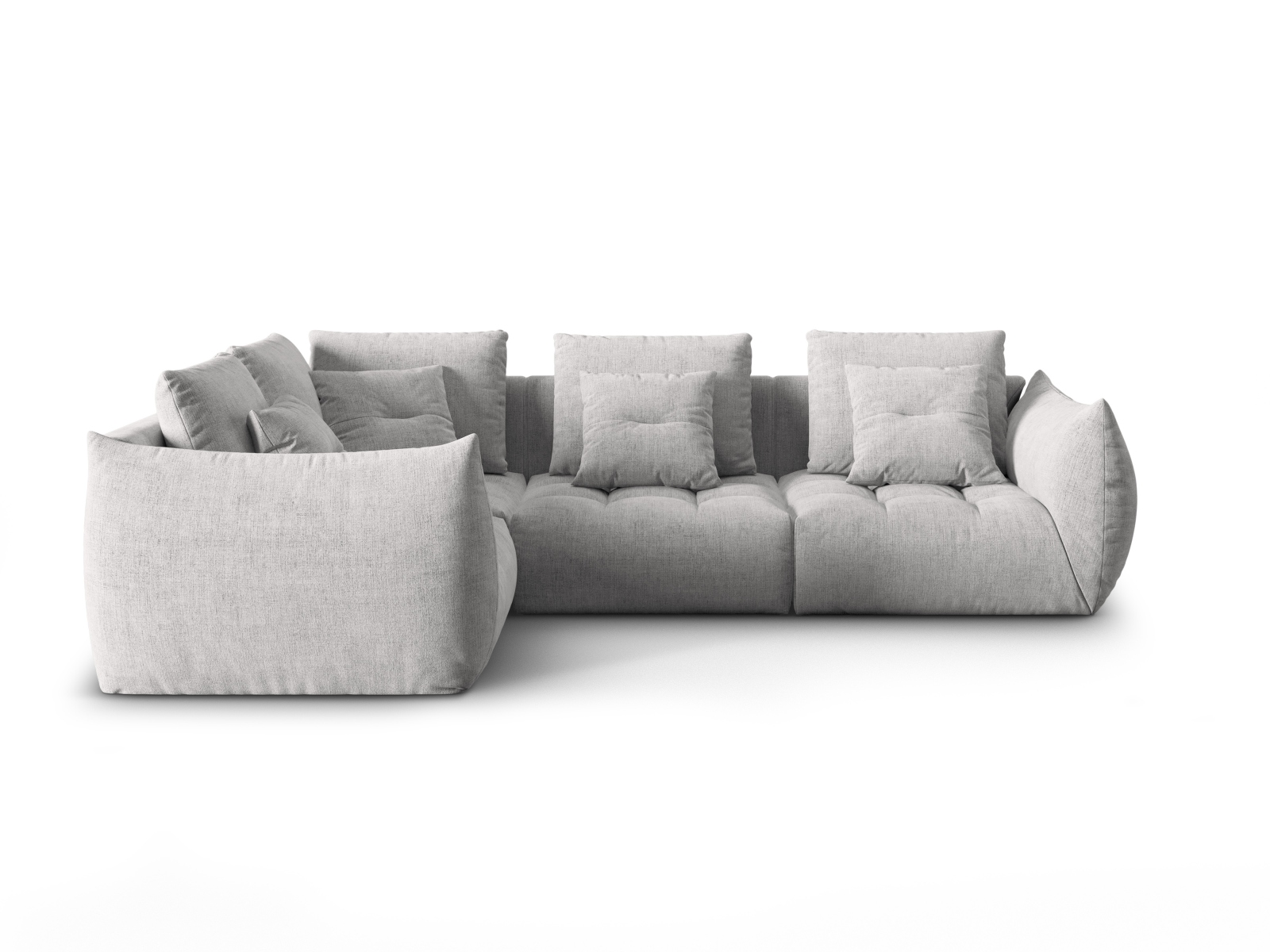 Micadoni Ecksofa Bloom 4-Sitzer Links Strukturierter Stoff Silber