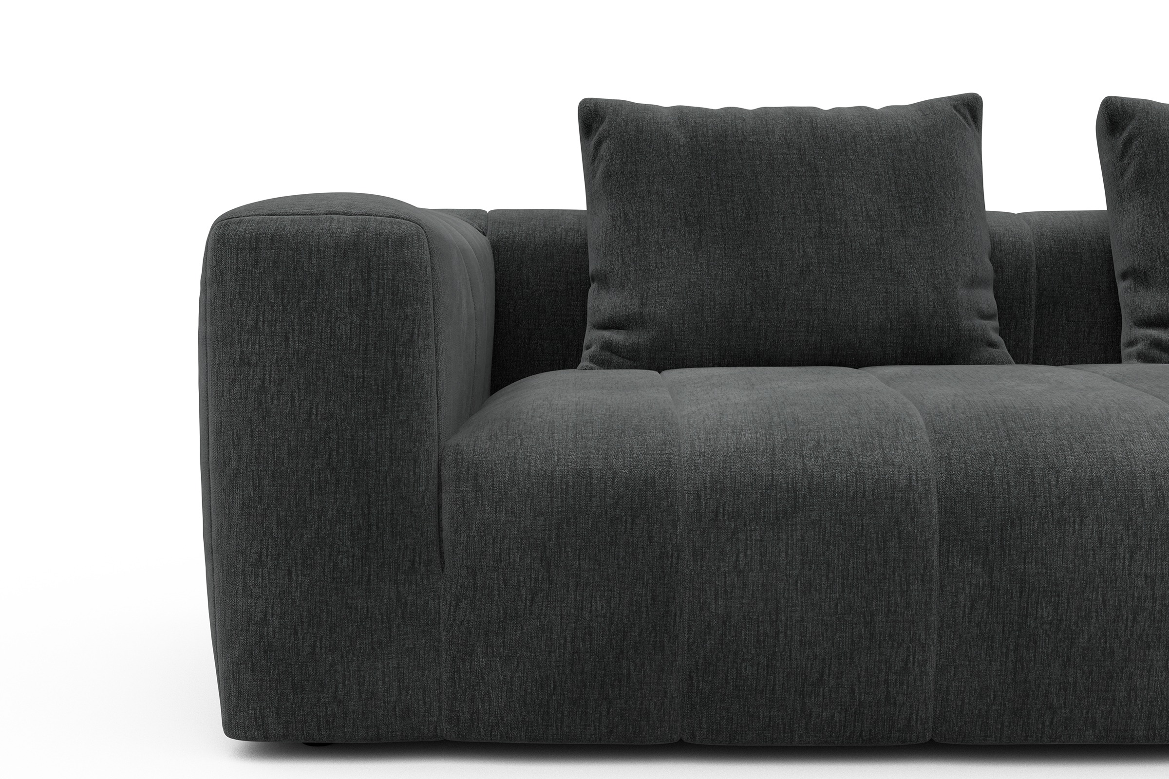 Ecksofa Hugo 2,5-Sitzer Armlehne links mit Chaiselongue Smooth-Deep-Warm-Grey