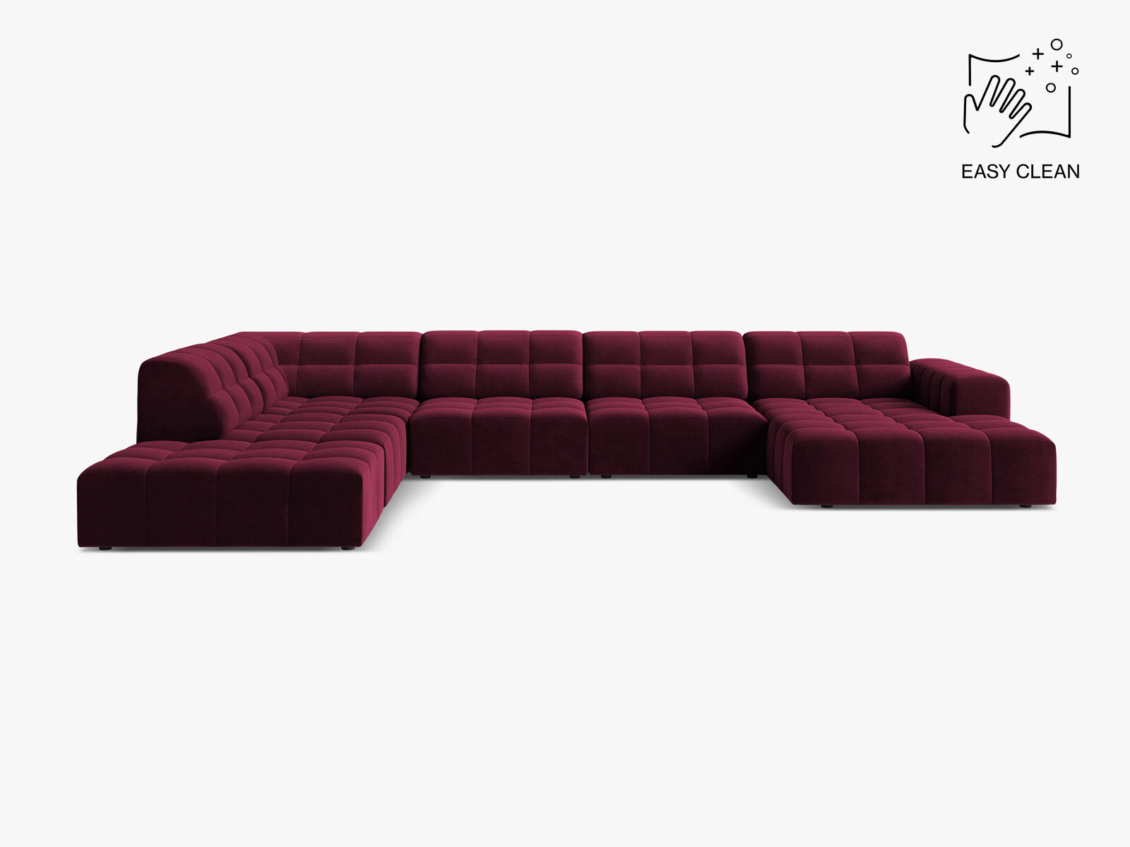Micadoni Panorama Ecksofa Jennifer 7-Sitzer Links Samt Venus Burgunder