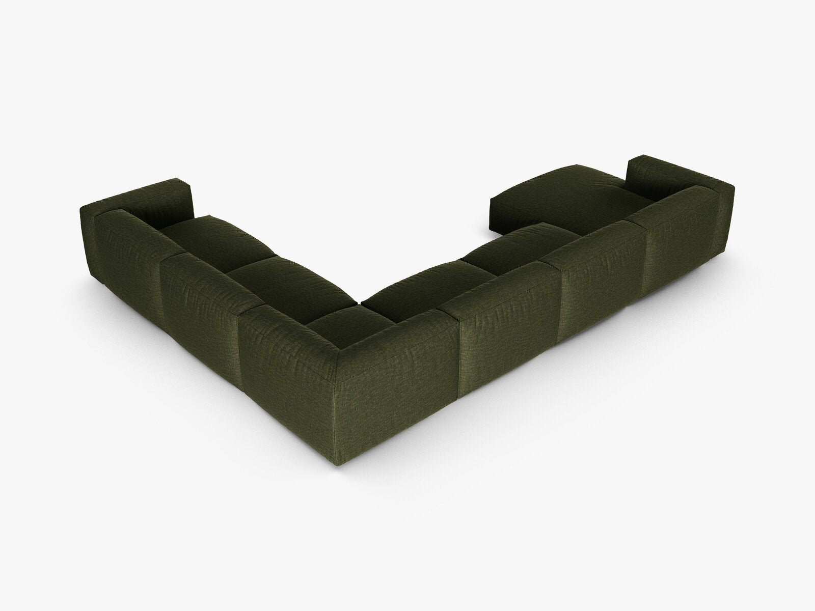 Micadoni modulares Ecksofa XL Martina 6-Sitzer 90cm Sitztiefe Rechts Strukturierter Stoff Boston Grün