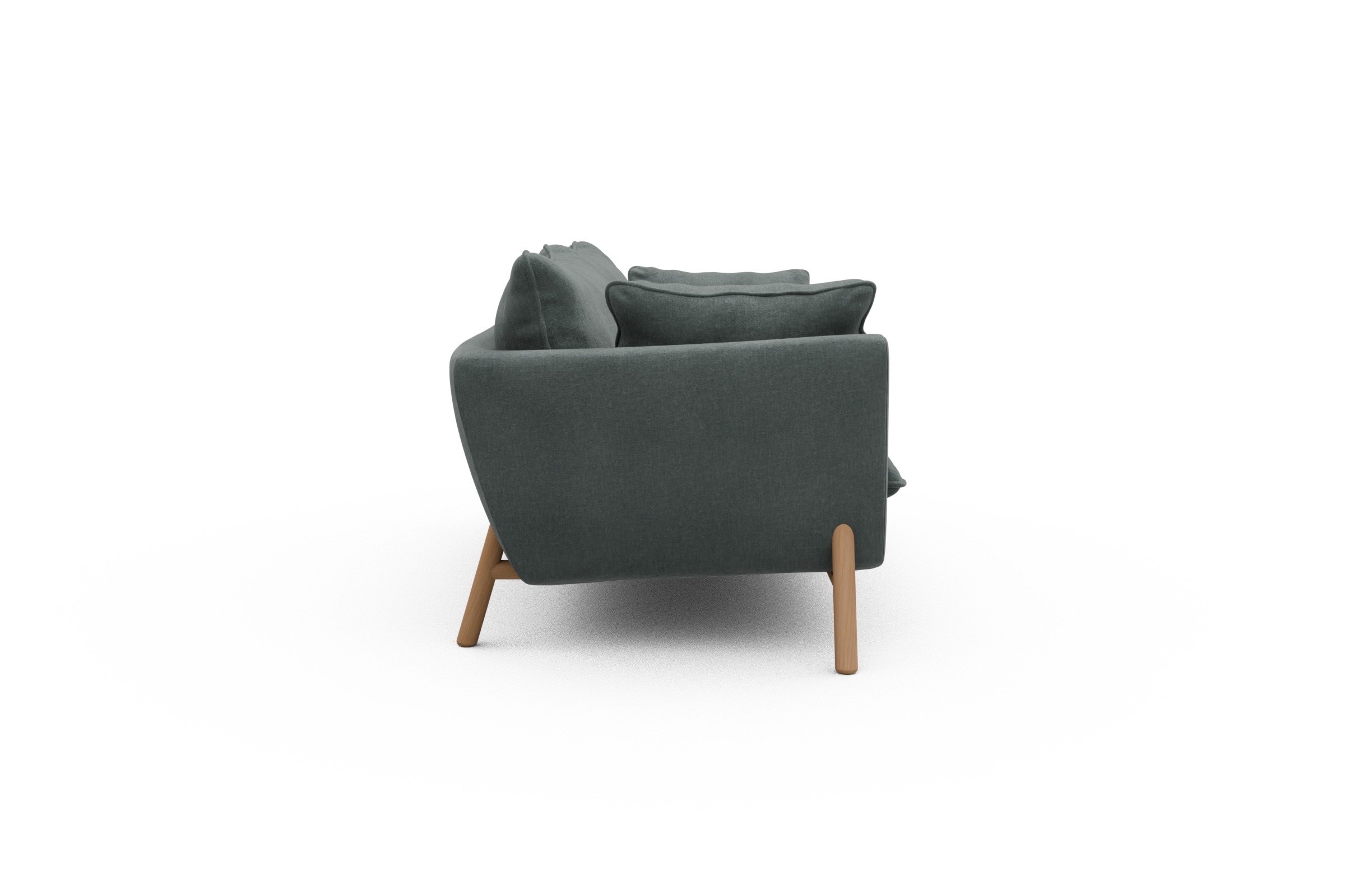 Sofa Emil PREMIUM 2-Sitzer Beinfarbe Eiche Natur Smooth-Silver-Grey