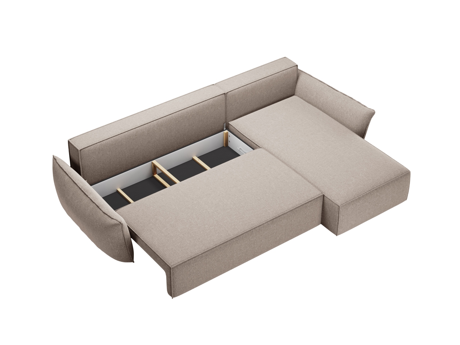 Micadoni Ecksofa Kaelle 4-Sitzer mit Schlaffunktion Rechts Chenille Beige