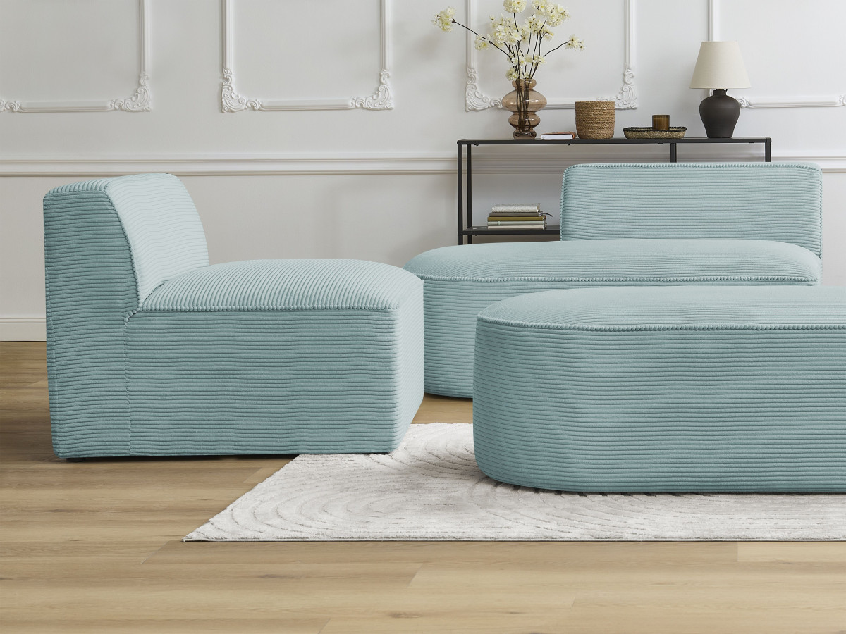 Bobochic Rousseau Sofamodul 1-Sitzer Cordsamt Hellblau