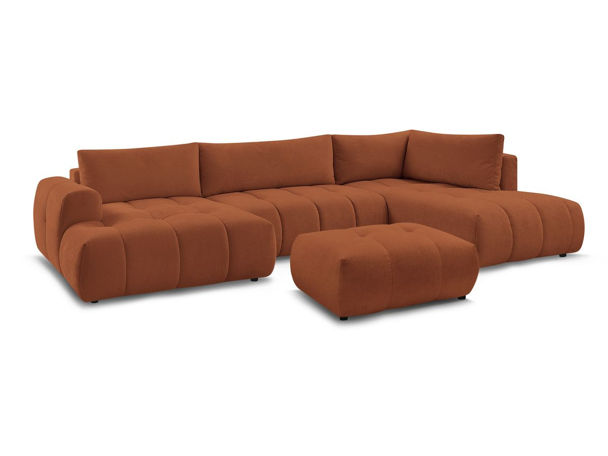 Bobochic Fuji Wohnlandschaft mit Pouf Stoff Orange Ecke links