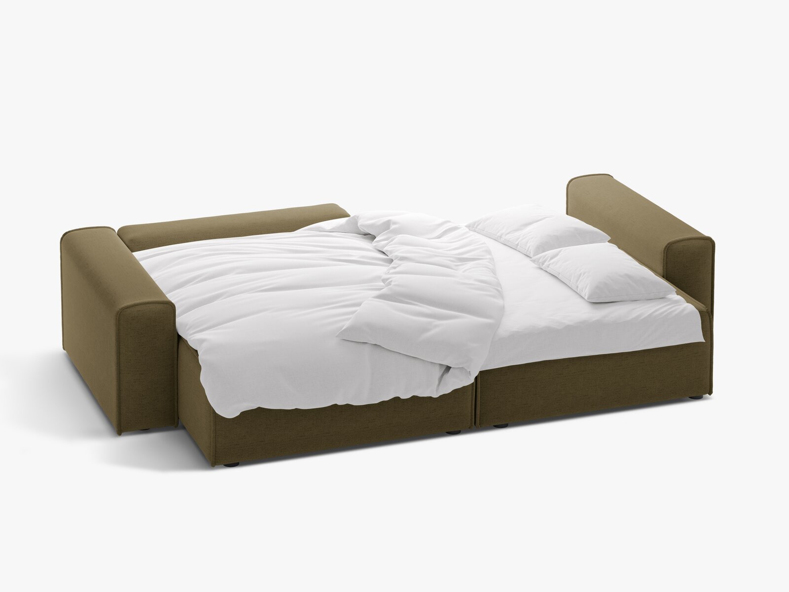 Micadoni Ecksofa Victor 3-Sitzer mit Schlaffunktion Links Strukturierter Stoff Grün