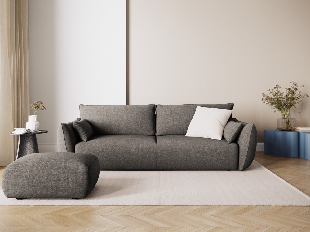 Cosmopolitan Design Schlafsofa Matera 3-Sitzer mit Bettkasten Chenille Eden Hellgrau