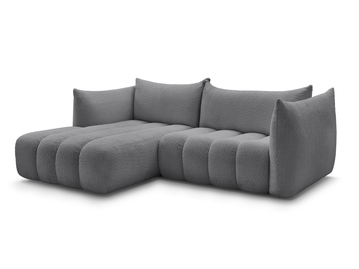 Bobochic Azra Ecksofa 262 × 178 cm Bouclé-Stoff Dunkelgrau Ecke links