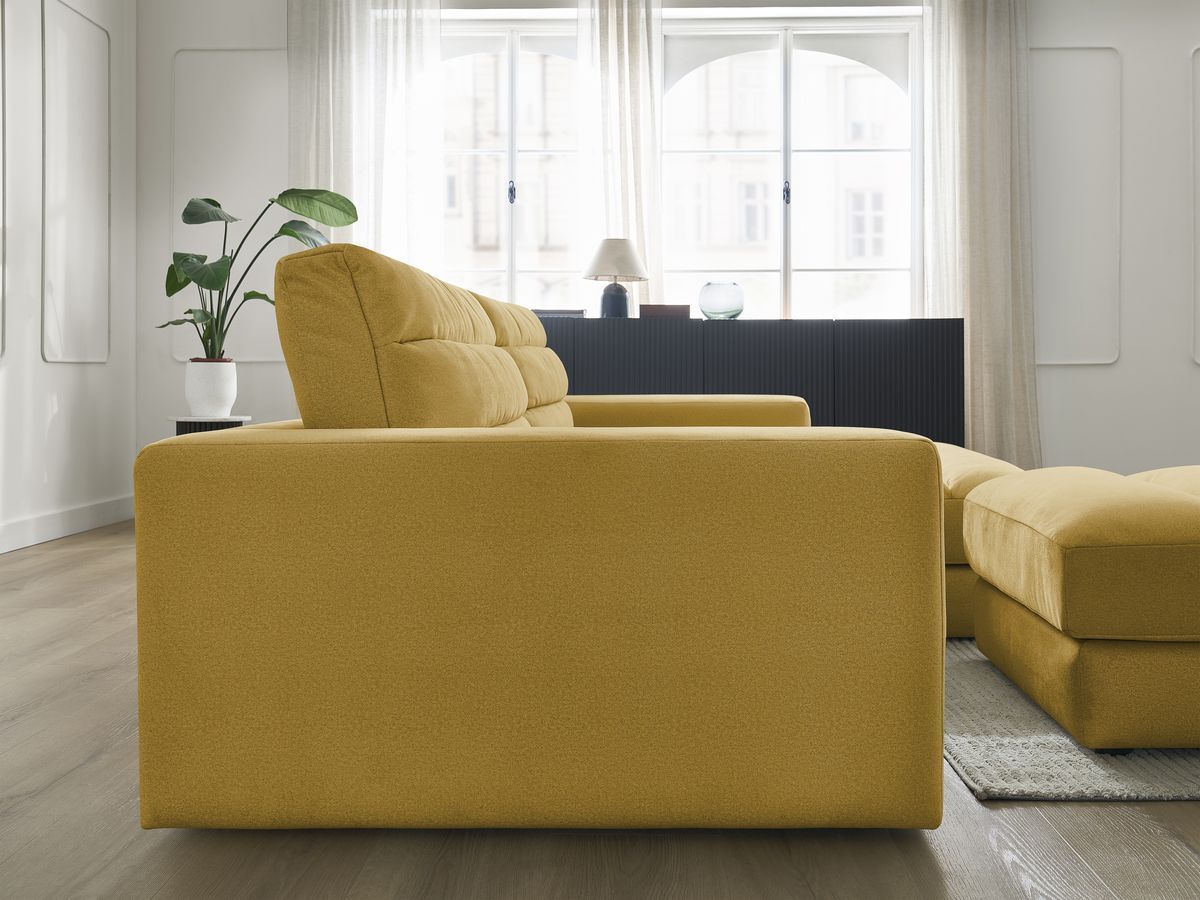Bobochic Sierra Ecksofa mit Pouf Samt Gelb Ecke rechts