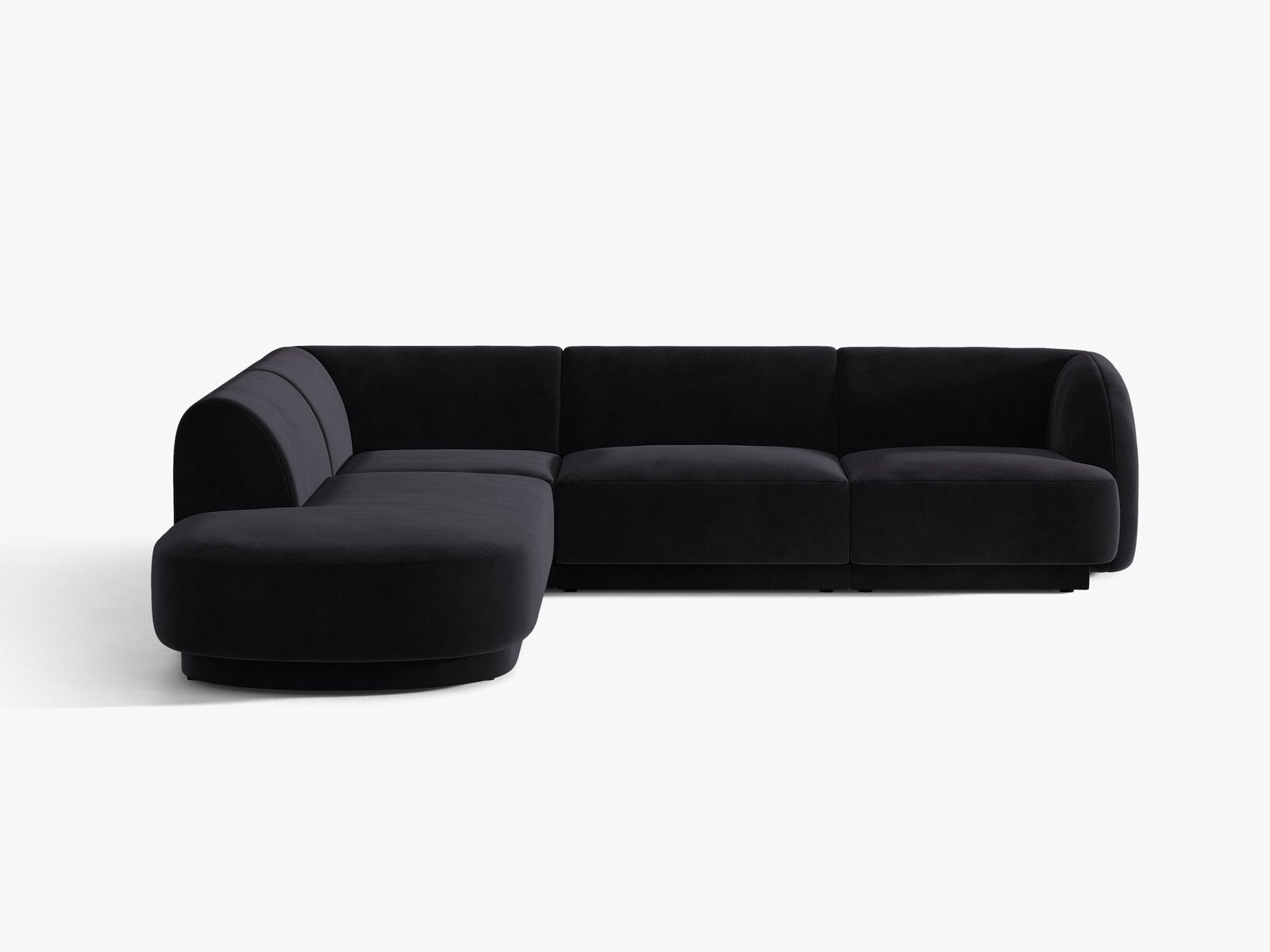 Micadoni Ecksofa Miley 6-Sitzer Samt Venus Schwarz Links