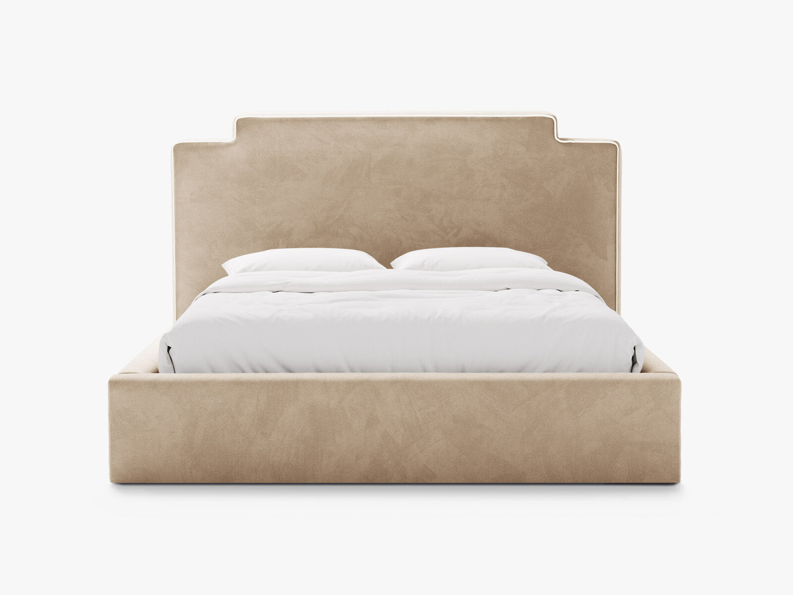 Micadoni Princess Samtbett mit Bettkasten und Kopfteil Samt Magic Velvet Elfenbein / Mandelbeige 140x200