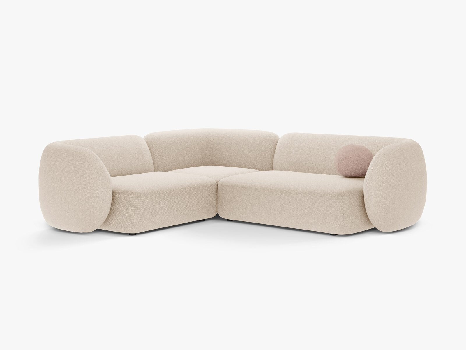 Micadoni Ecksofa Kate 4-Sitzer Links Strukturierter Stoff Hellbeige Melange