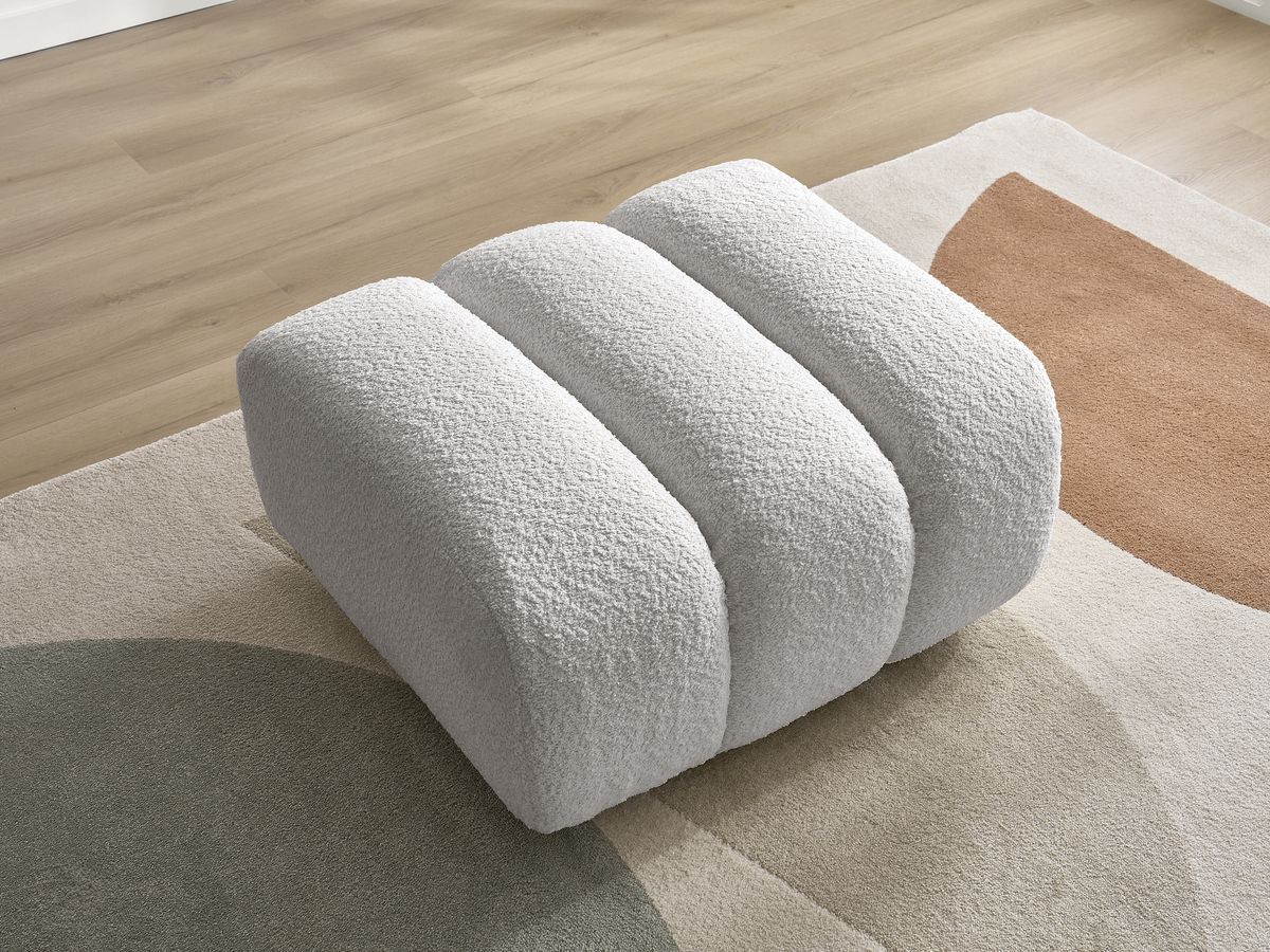 Bobochic Talia Pouf Bouclé-Stoff Hellgrau