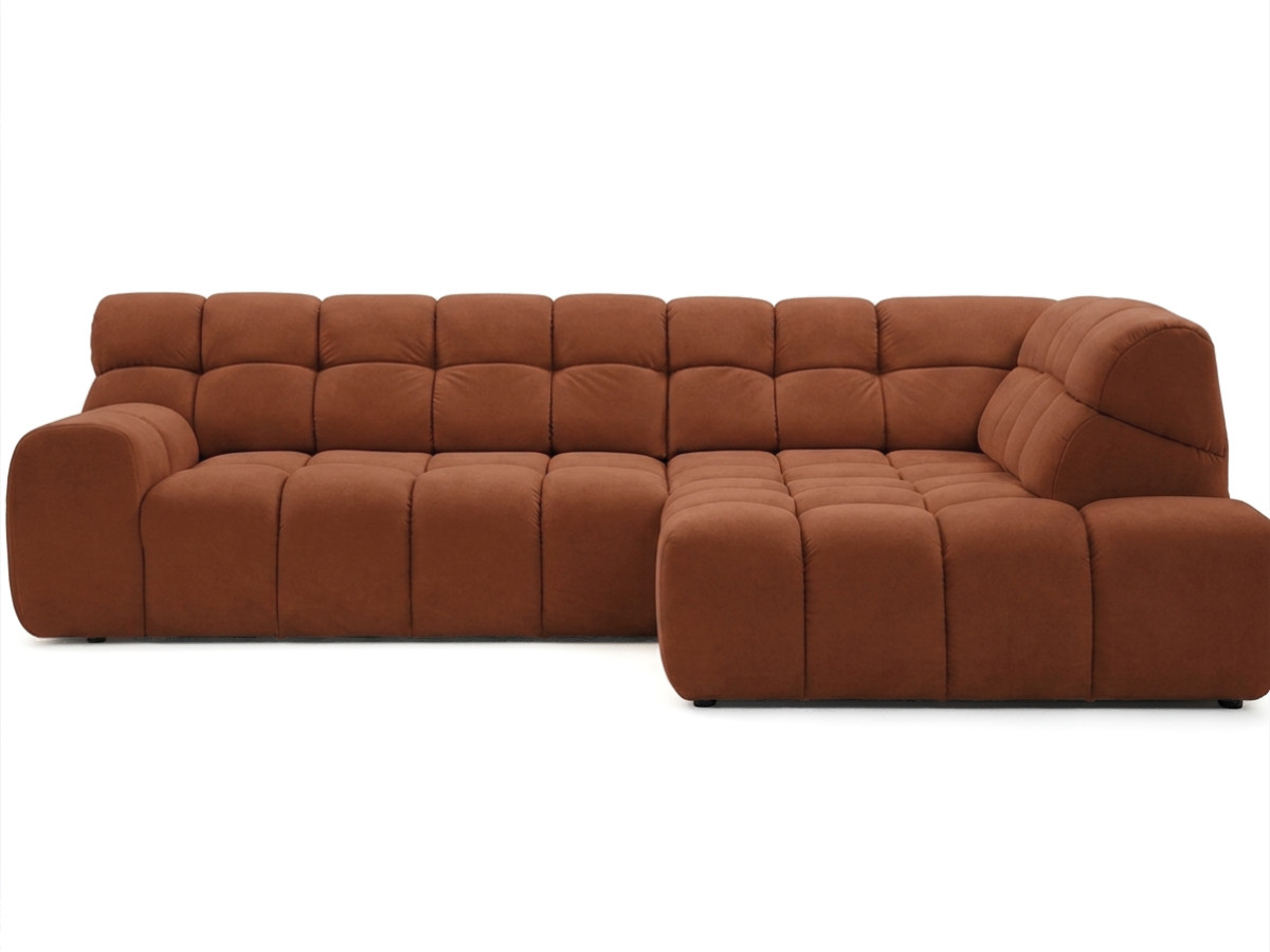 Bobochic Andre Ecksofa mit Schlaffunktion Chenille Orange Ecke rechts