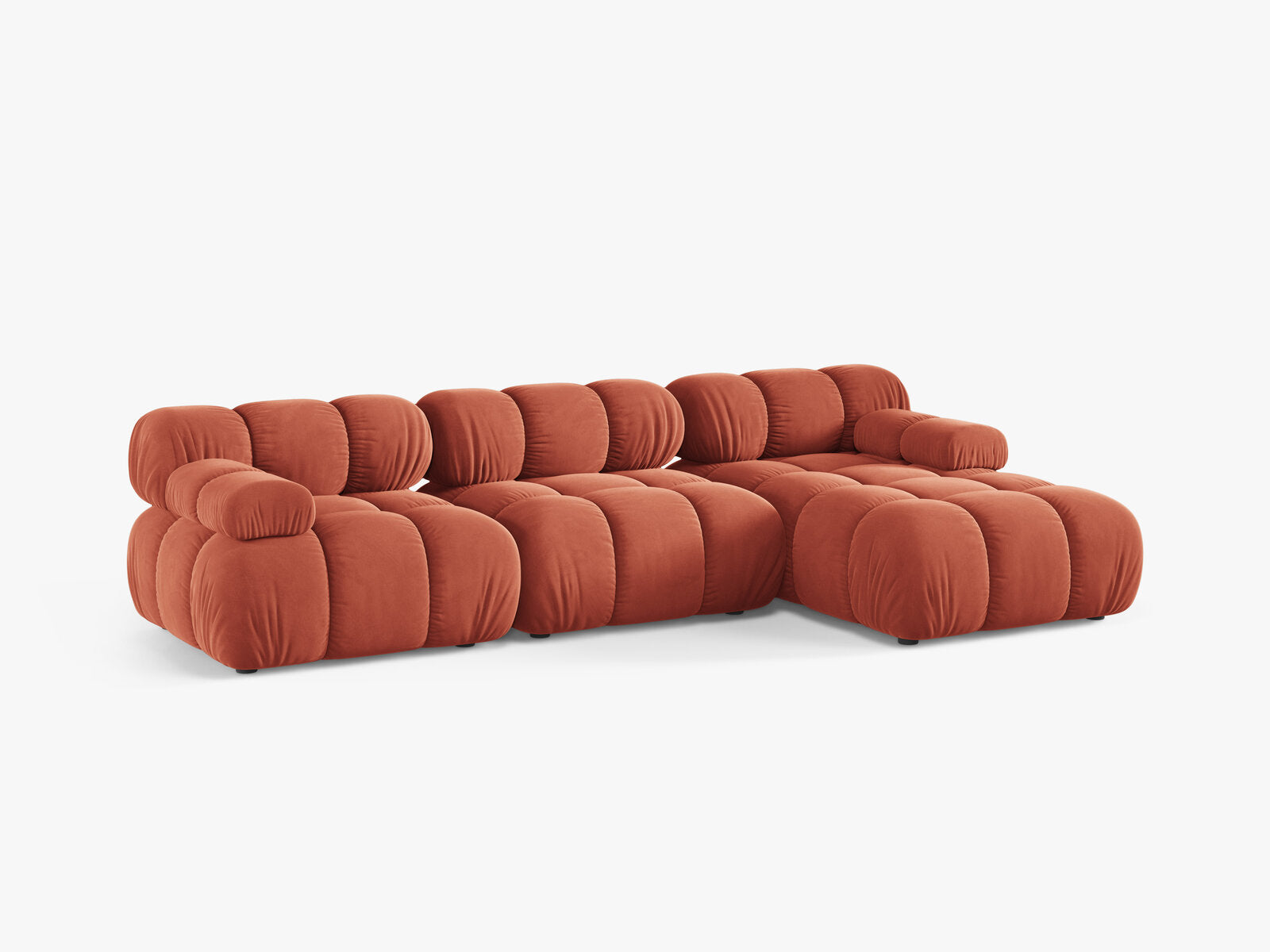 Micadoni Modulares Ecksofa Bellis 4-Sitzer Rechts Samt Venus Koralle