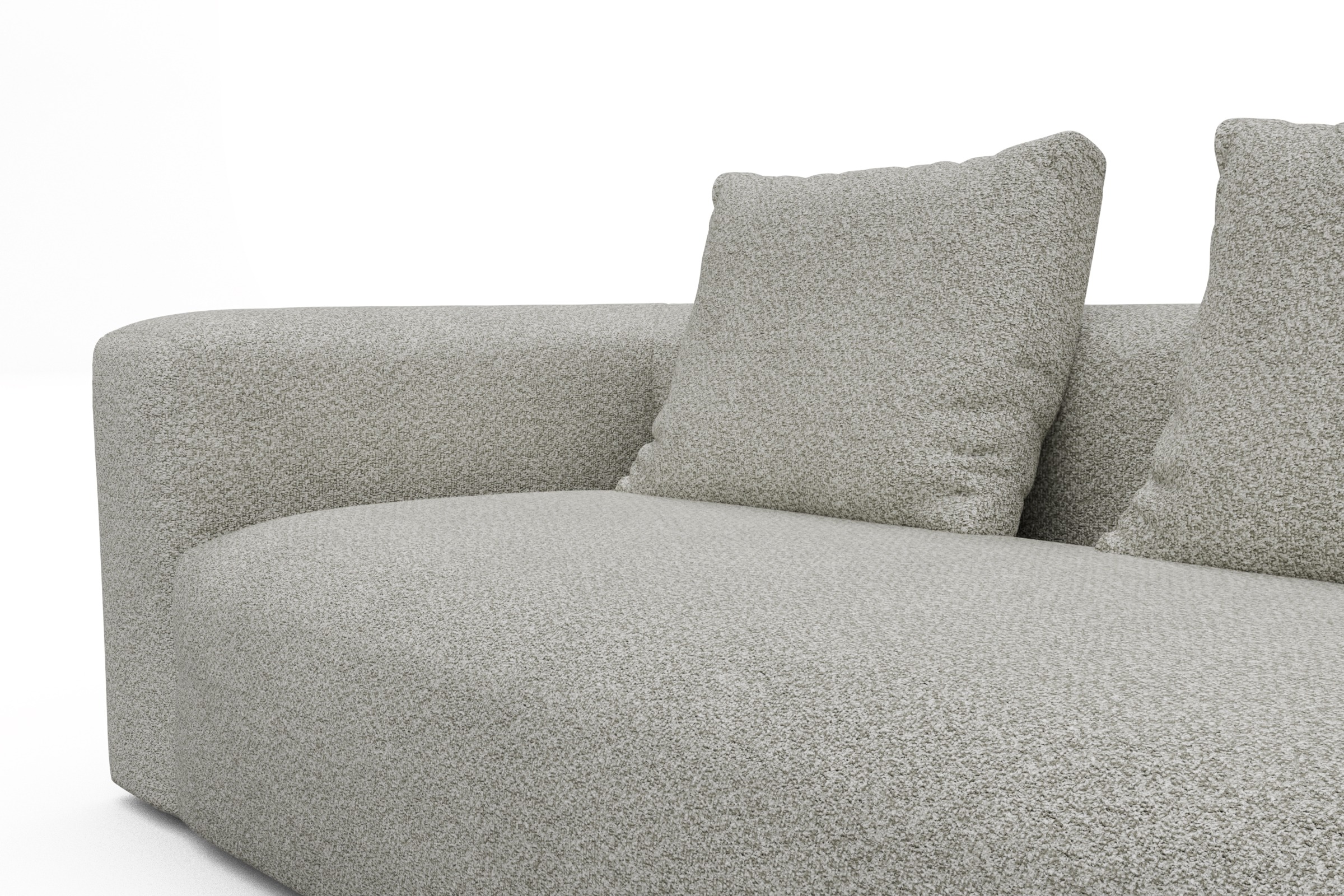 Wohnlandschaft Fred Chaiselongue rechts mit 2-Sitzer und lange Armlehne links Vanora-Warm-Sand
