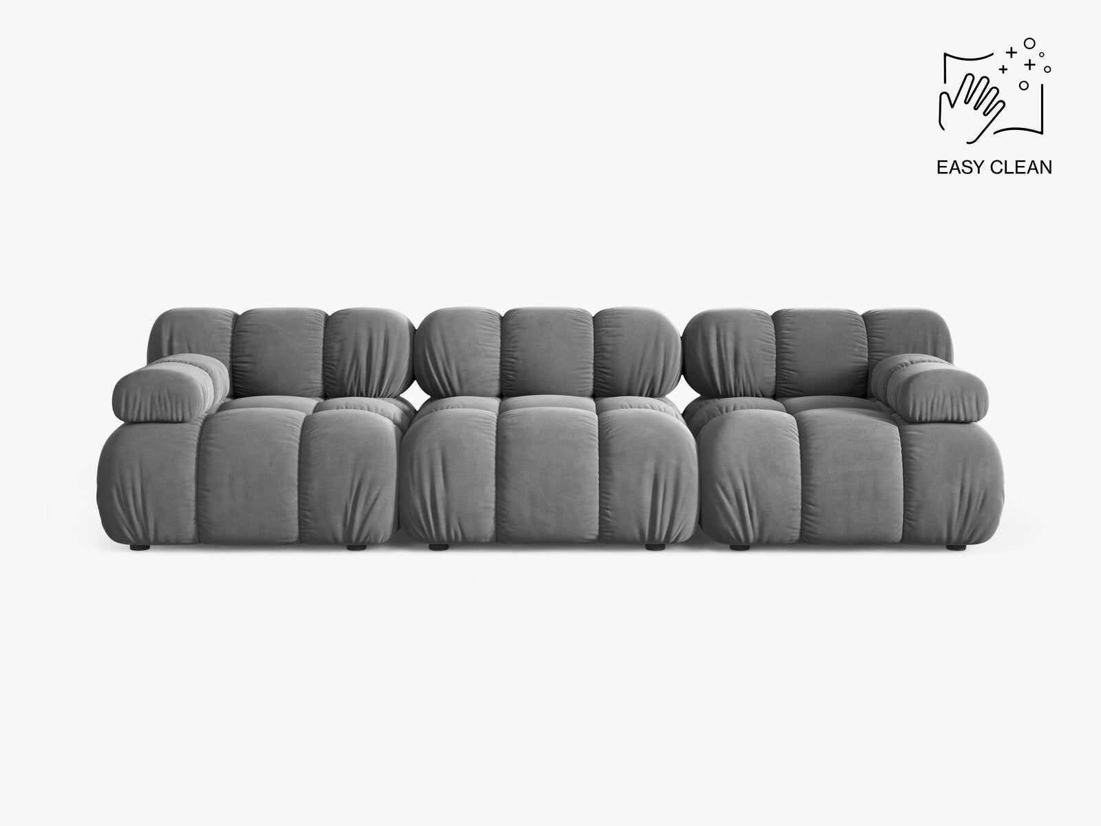 Micadoni Modulares Sofa Bellis 3-Sitzer Samt Venus Hellgrau