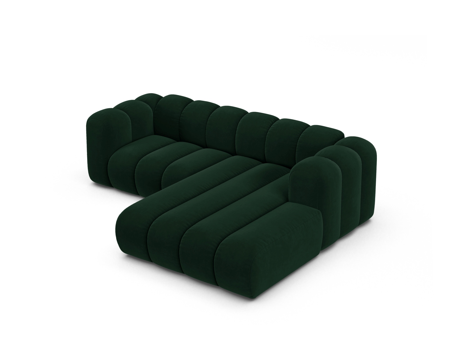 Micadoni Modulares Ecksofa Lupine 3-Sitzer Rechts Samt Salvador Flaschengrün