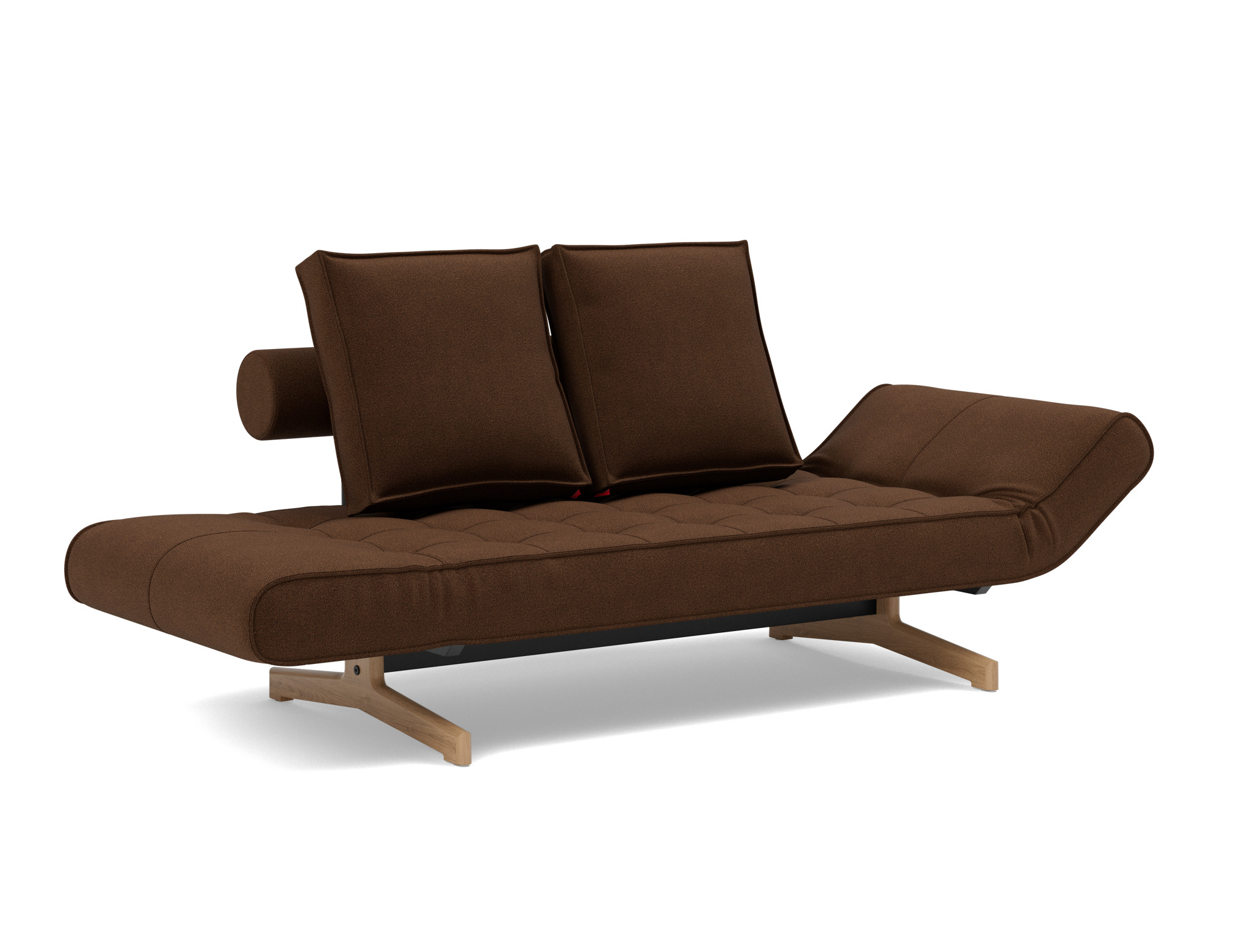 Tagesbett Ghia Strukturierter Stoff Taura 359-Cappuccino Beine Eiche