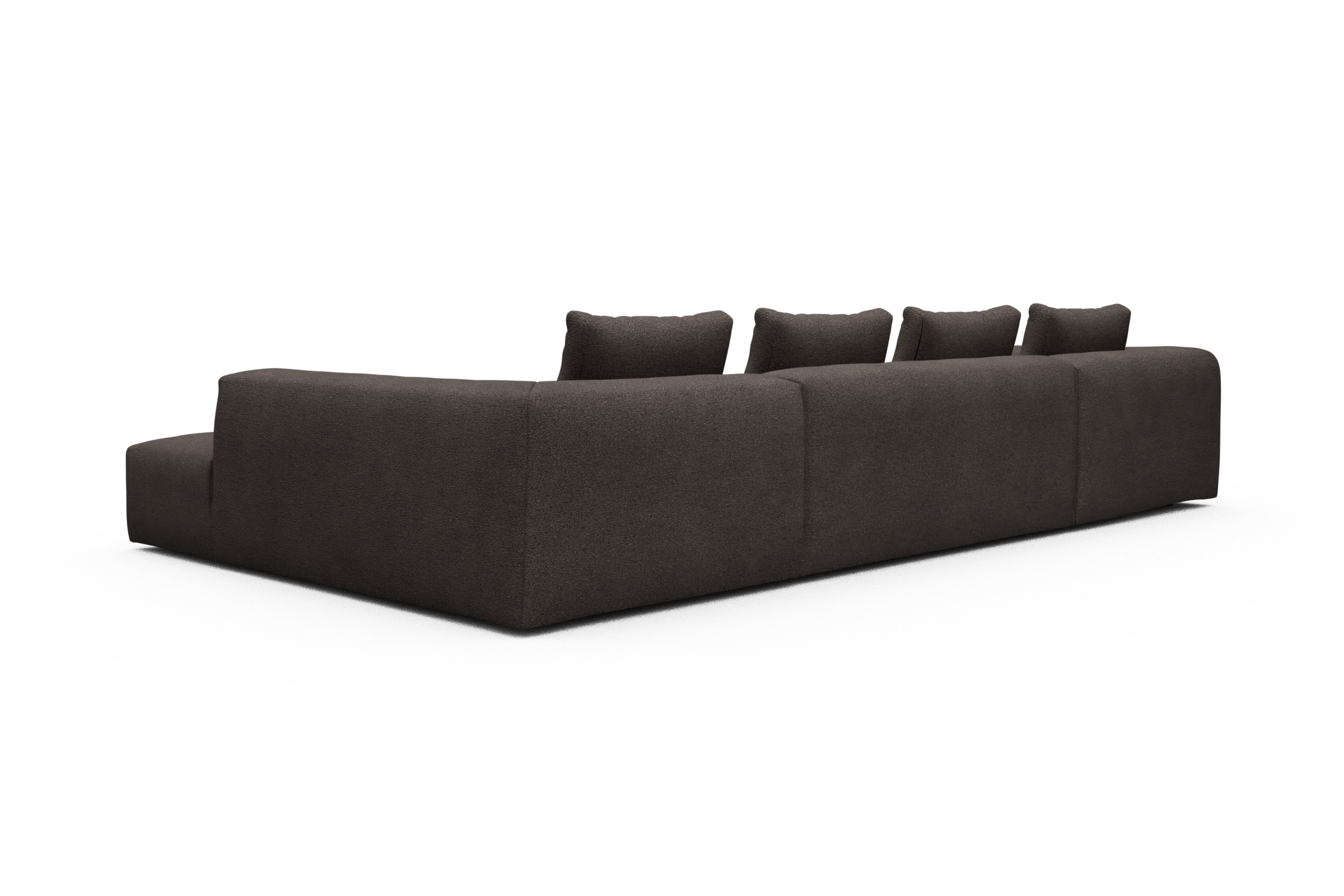 Wohnlandschaft Fred Relax-Ecke rechts mit 2-Sitzer und Chaiselongue links Boucle-Taupe