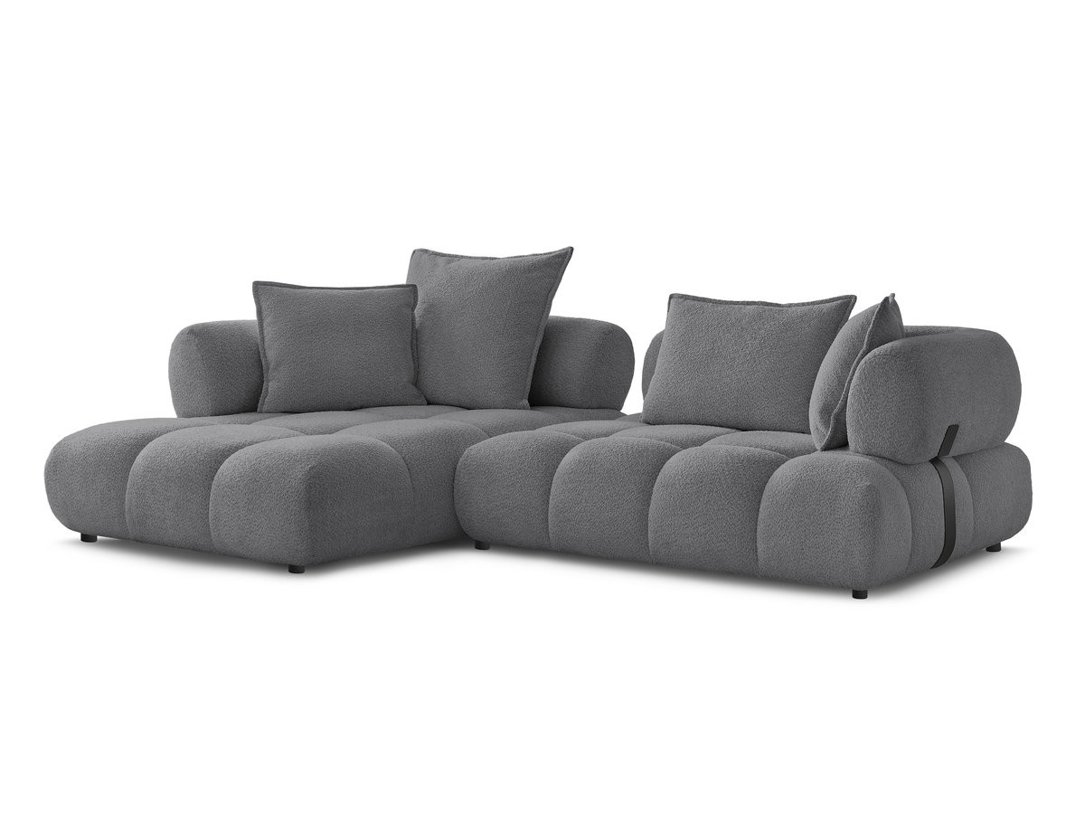 Bobochic Alya Ecksofa Bouclé-Stoff Dunkelgrau Ecke links