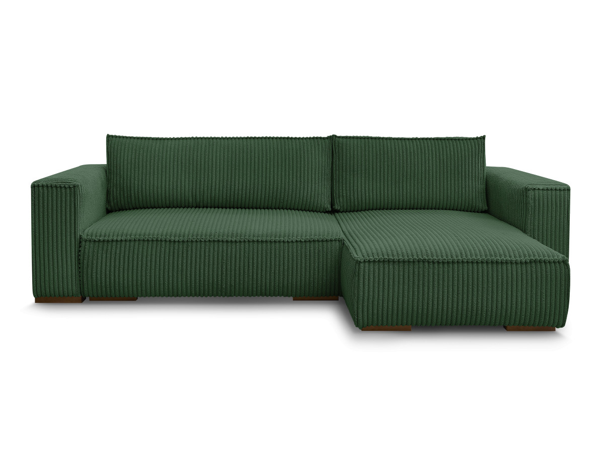 Bobochic Chelsea Ecksofa mit Schlaffunktion und Bettkasten Breitcord weich Grün