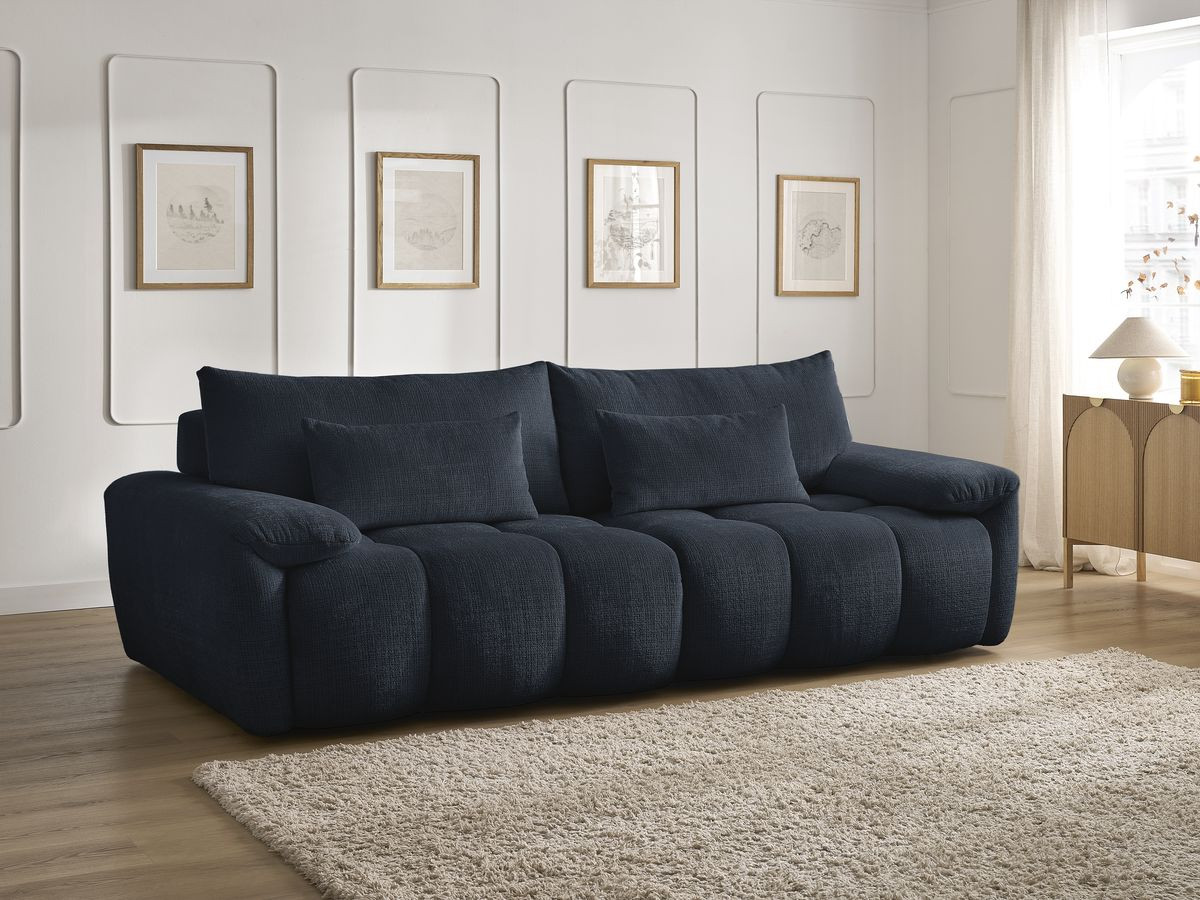 Bobochic Ivane Sofa 3-Sitzer Strukturstoff Dunkelblau