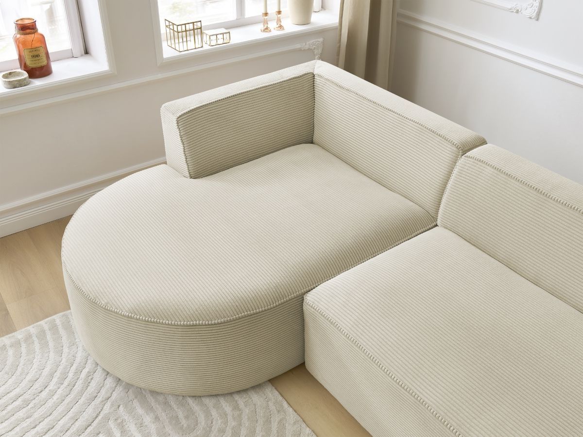 Bobochic Rousseau Ecksofa Cordsamt Beige Ecke links