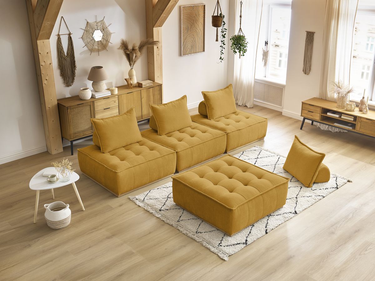 Bobochic Elisa Sofa 4-Sitzer Strukturstoff Gelb