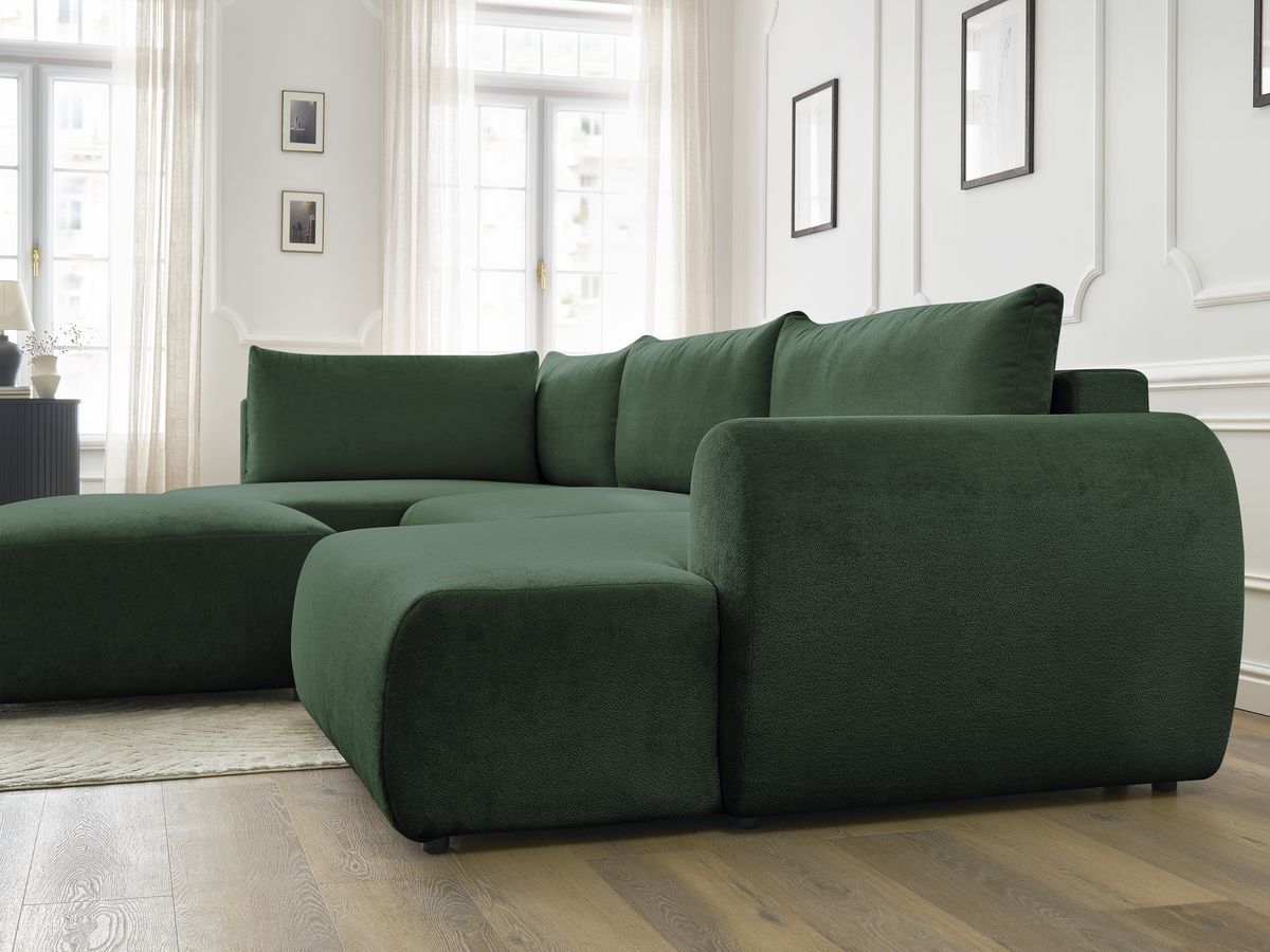 Bobochic Lucien Wohnlandschaft mit Pouf Stoff Grün Ecke rechts