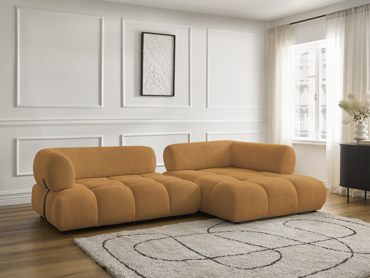 Bobochic Alya Ecksofa Bouclé-Stoff Gelb Ecke rechts