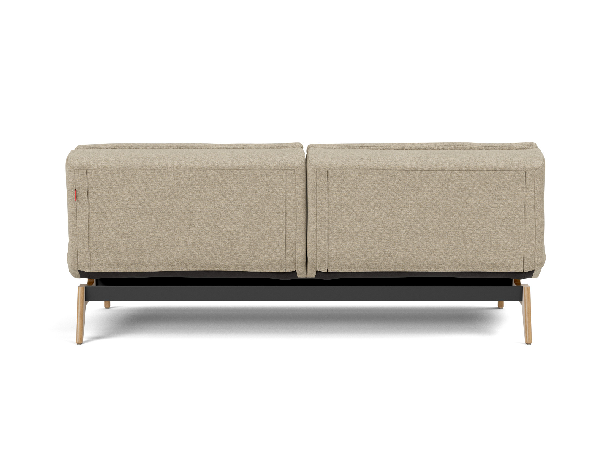 Schlafsofa Dublexo Strukturierter Stoff Taura 356-Sand Beine Eiche