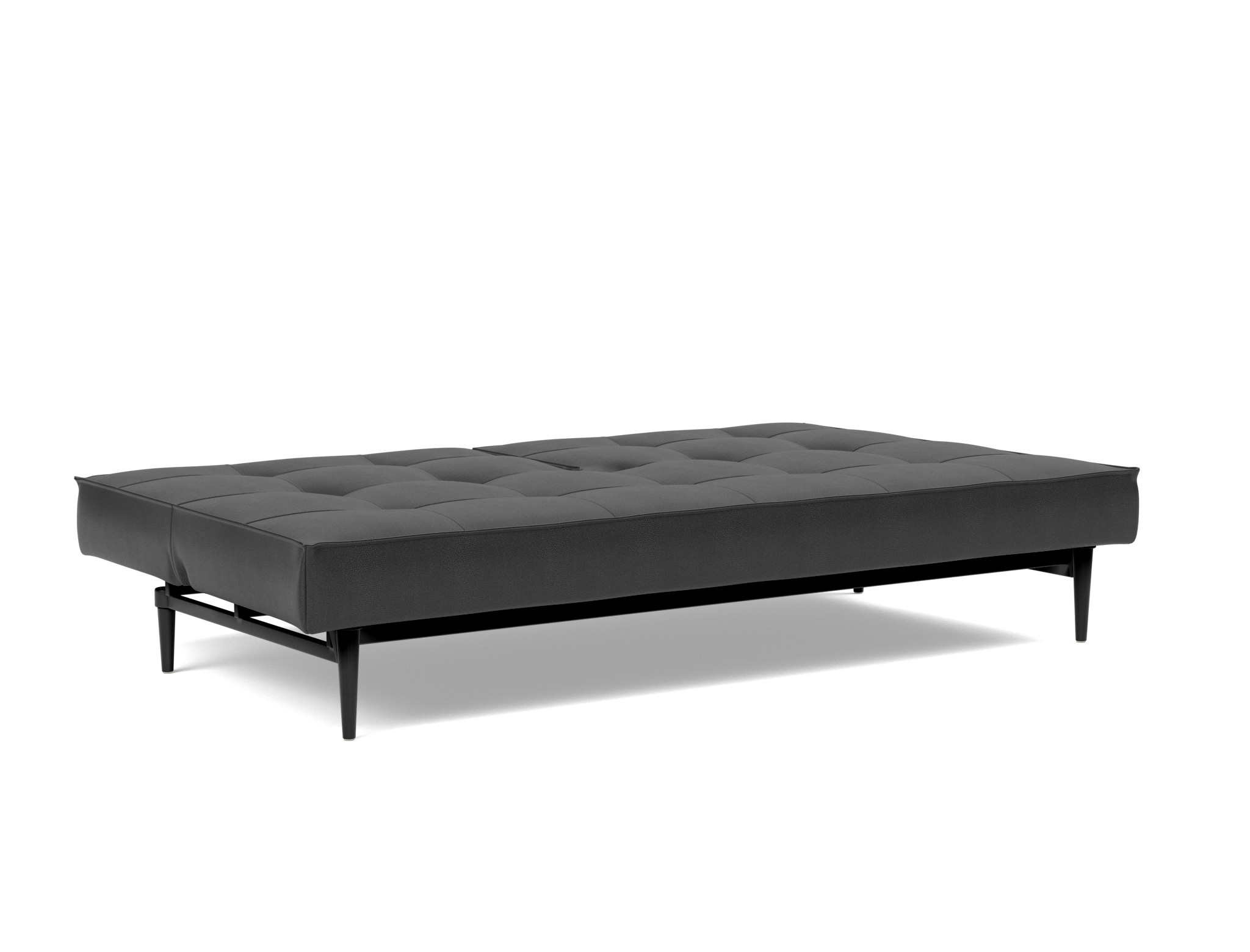 Schlafsofa Splitback Lederoptik Faunal 550-Black Beine Styletto Eiche schwarz