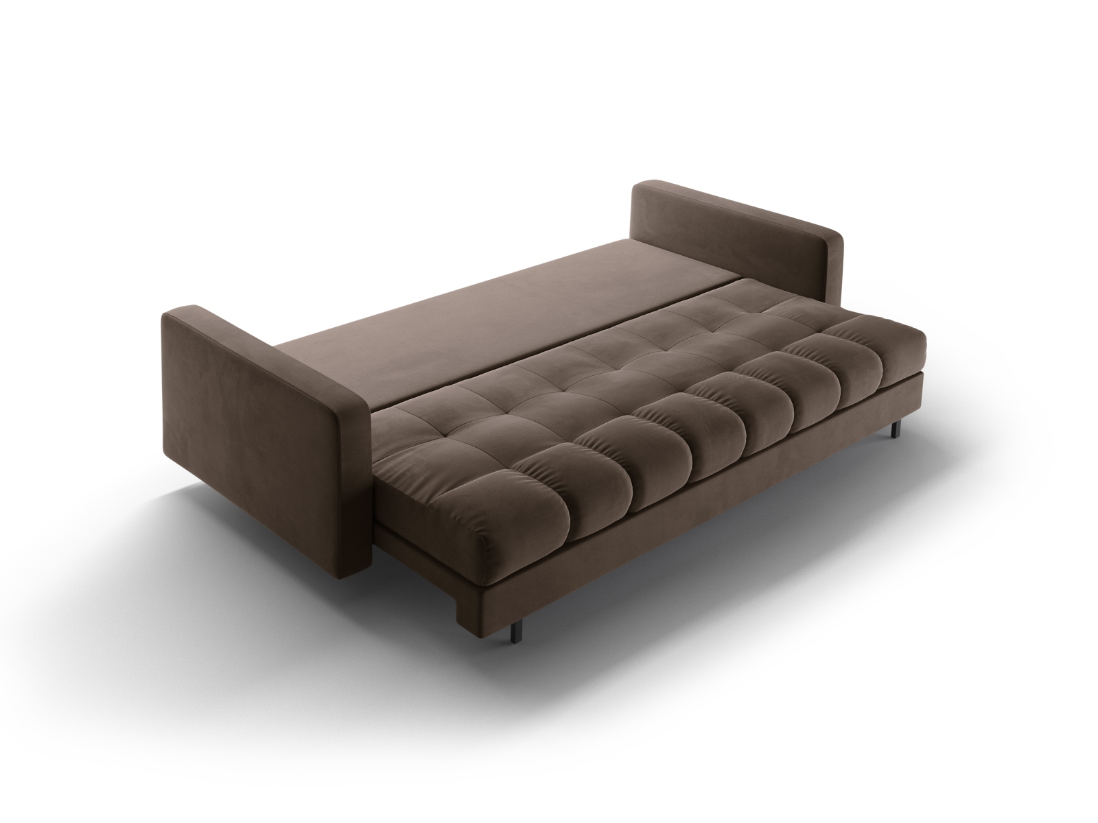 Cosmopolitan Design Schlafsofa Bali 3-Sitzer mit Bettkasten Samt Bluvel Schokolade