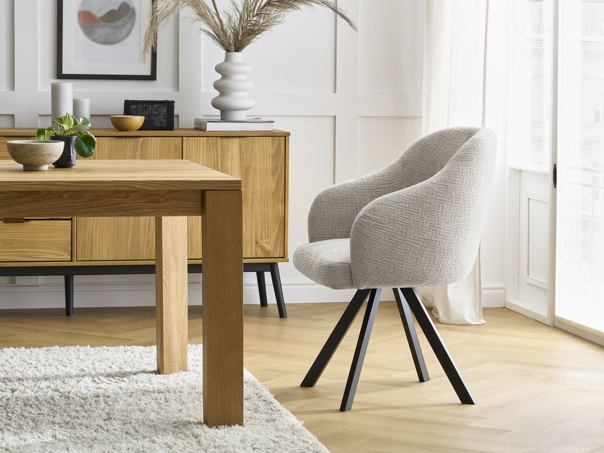 Bobochic Sophie Esszimmerstuhl mit Sternfuß Strukturstoff Beige