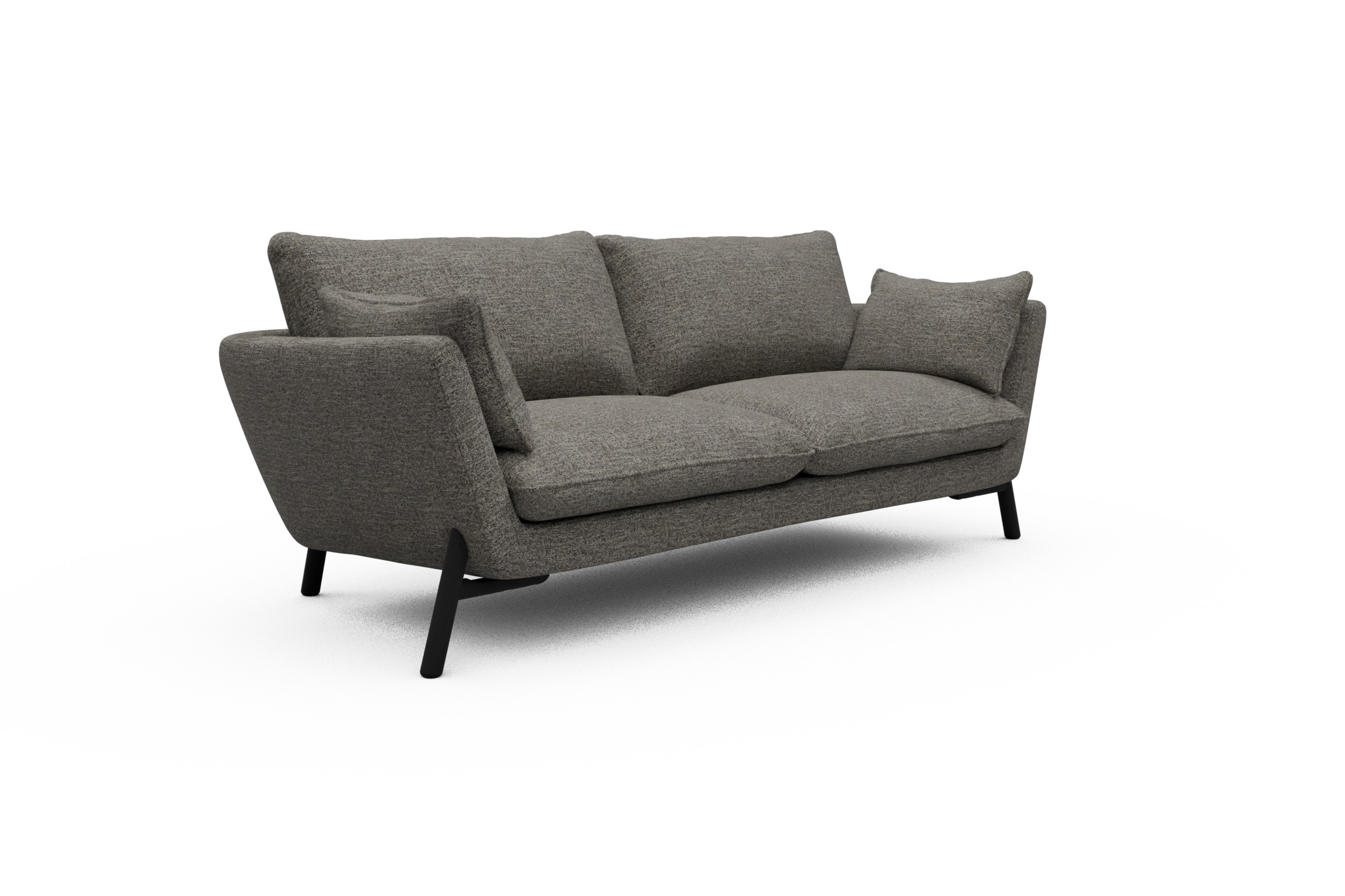 Sofa Emil 3-Sitzer Beinfarbe Eiche Schwarz Carreno-Sepie-Brown