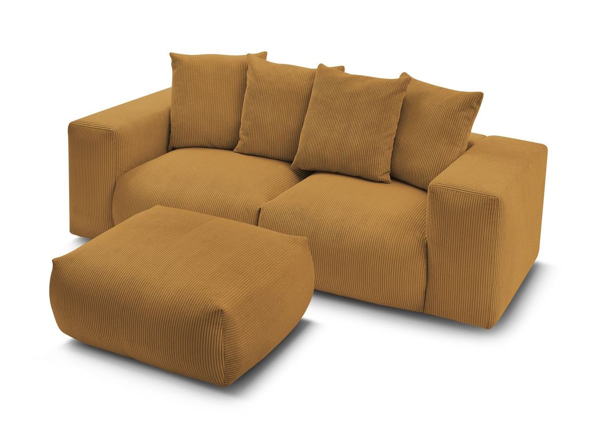 Bobochic Voltaire Sofa 4-Sitzer mit Pouf 248 × 100 cm Cordsamt Gelb