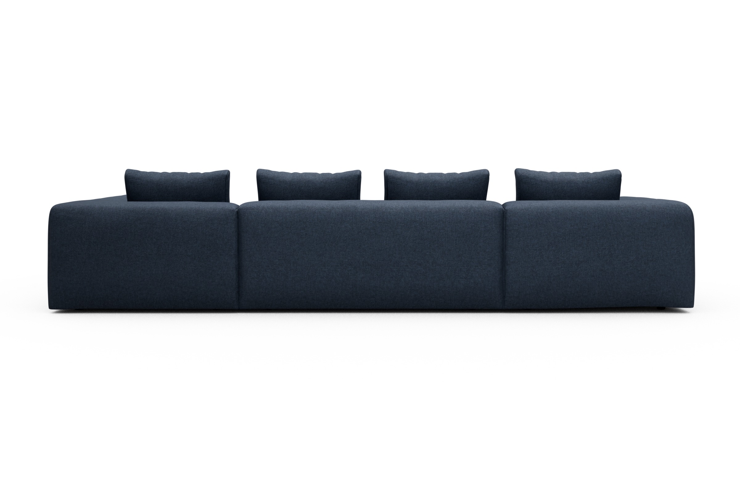 Wohnlandschaft Fred Relax-Ecke rechts mit 2-Sitzer und Chaiselongue links Strukturierter Stoff Sama 339-Deep-Blue