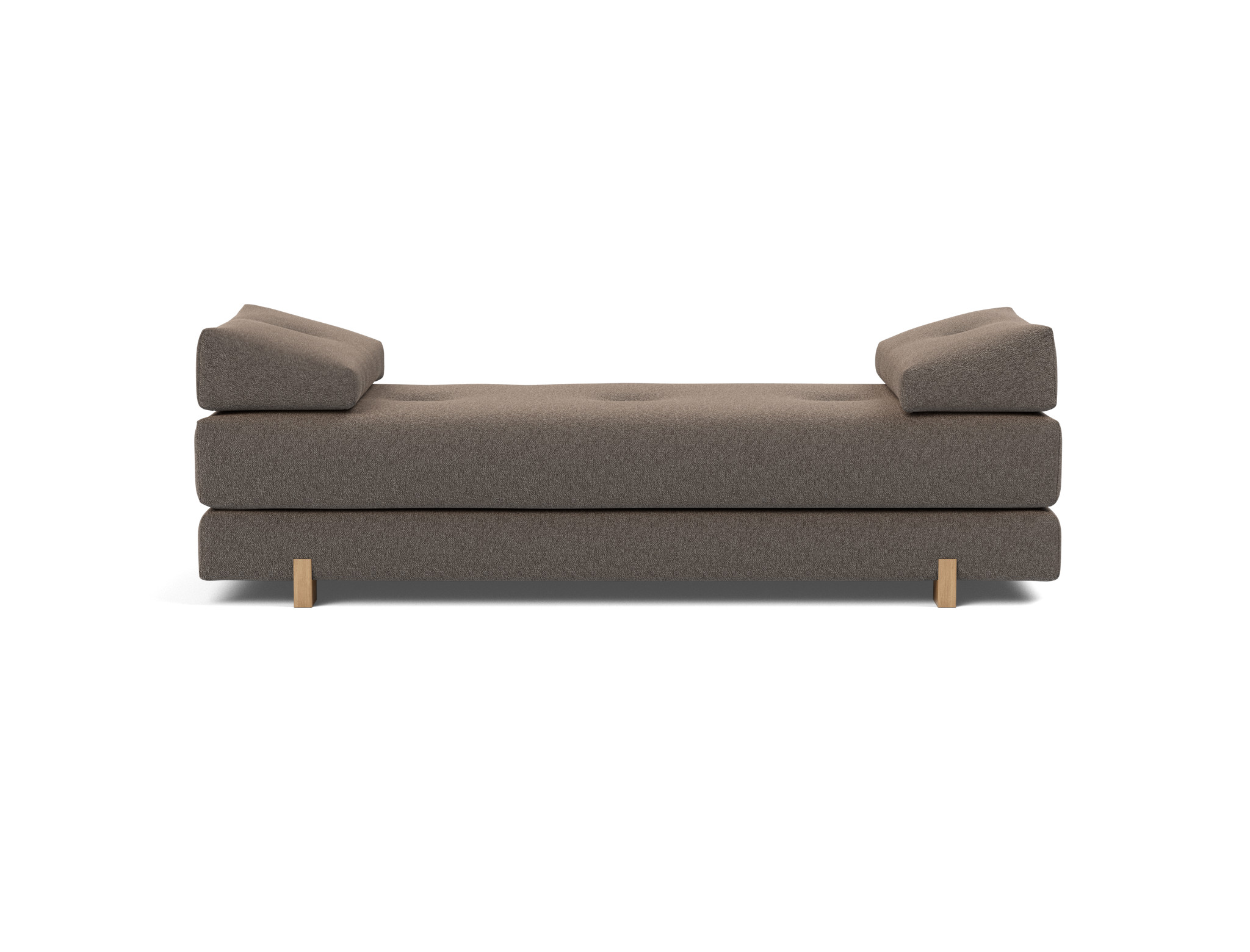 Tagesbett Sigmund Boucle Skandi 530-Taupe Beine Drip Eiche