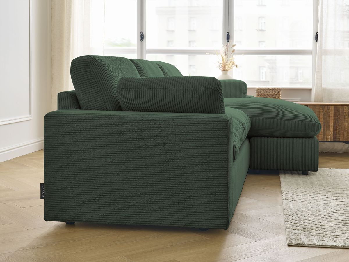 Bobochic Belair Ecksofa 280 × 139 cm Cordsamt Grün