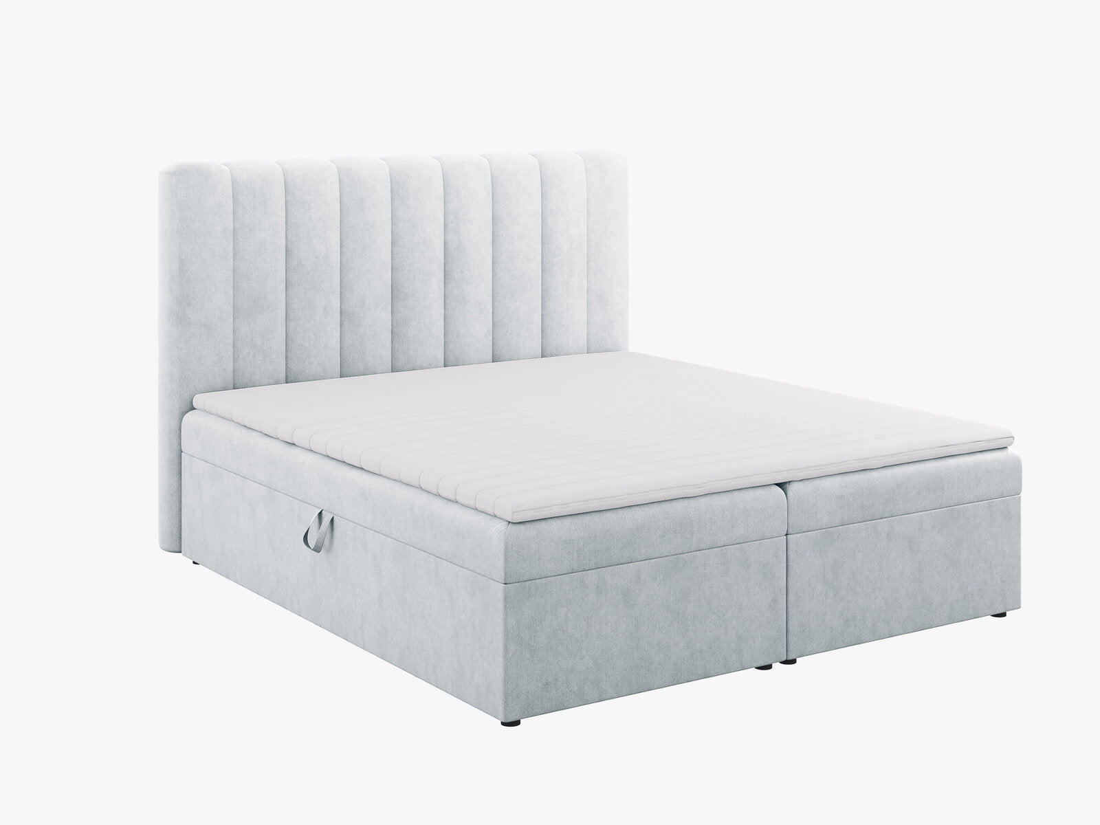 Micadoni Boxspringbett Kelp Strukturierter Stoff Hellgrau 180x200